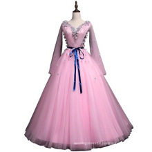 HQ180 New Girls Homecoming Dress Elegant Long Sleeves Maxi Prom Dress Tulle Pink 2019 Women Evening Party Wear